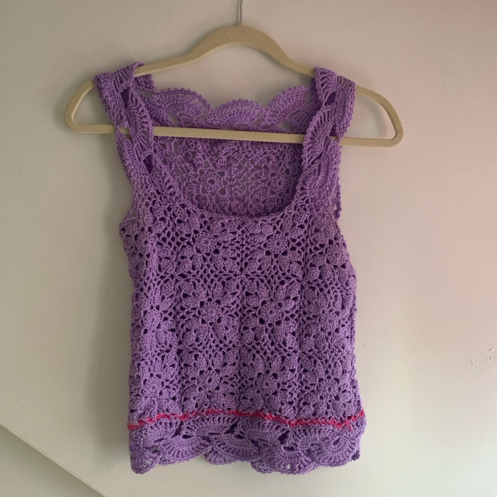 Purple Crochet Lace Tank Top